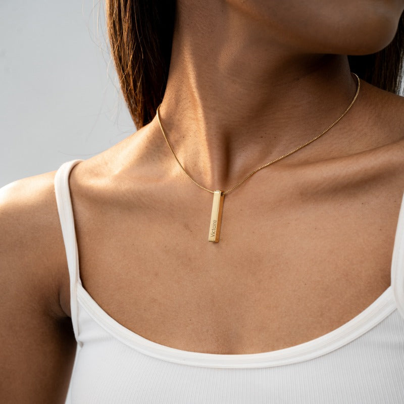 Personalized Pillar Bar Pendant Necklace