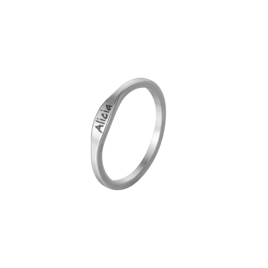 Slim Engraved Name Ring