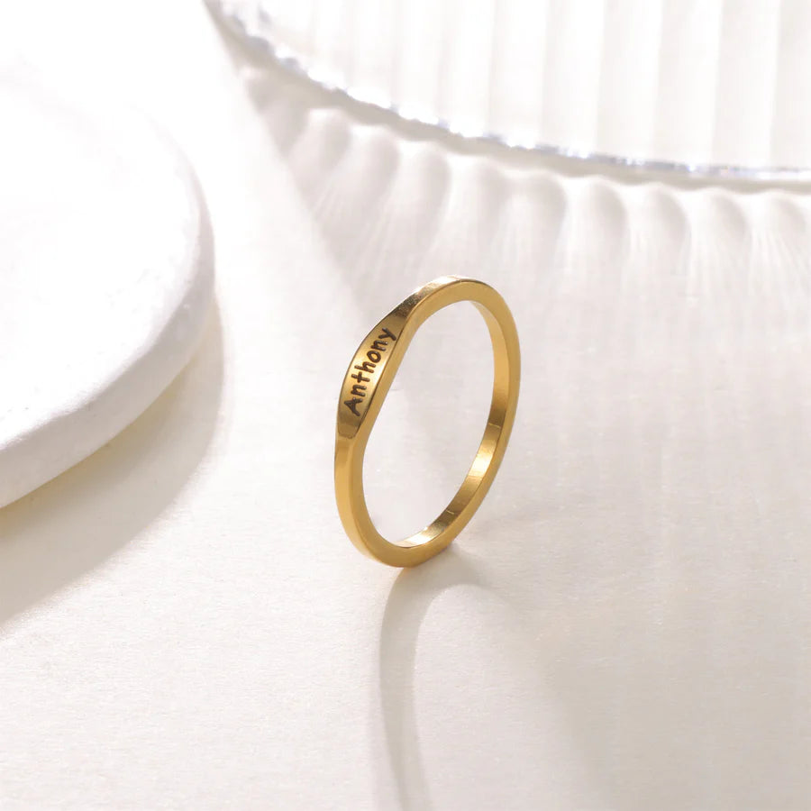Slim Engraved Name Ring