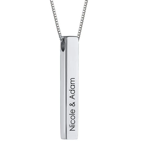 Personalized Pillar Bar Pendant Necklace