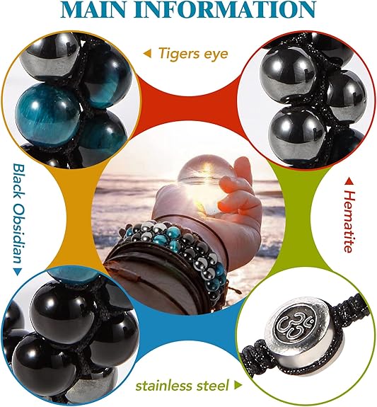 Triple Power Protection Bracelet - Onyx, Lava Rock & Tiger Eye