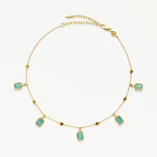 Amazonite Charm Choker Layered Necklace