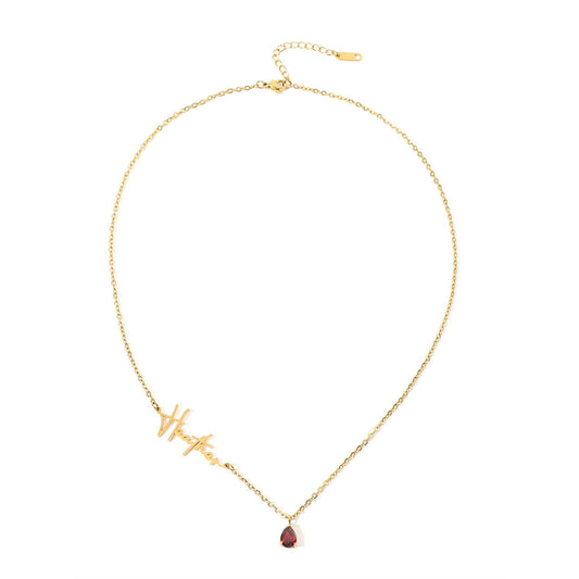 Custom Sideway Name Birthstone Necklace