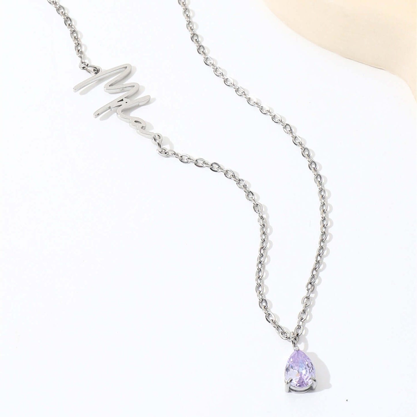 Custom Sideway Name Birthstone Necklace
