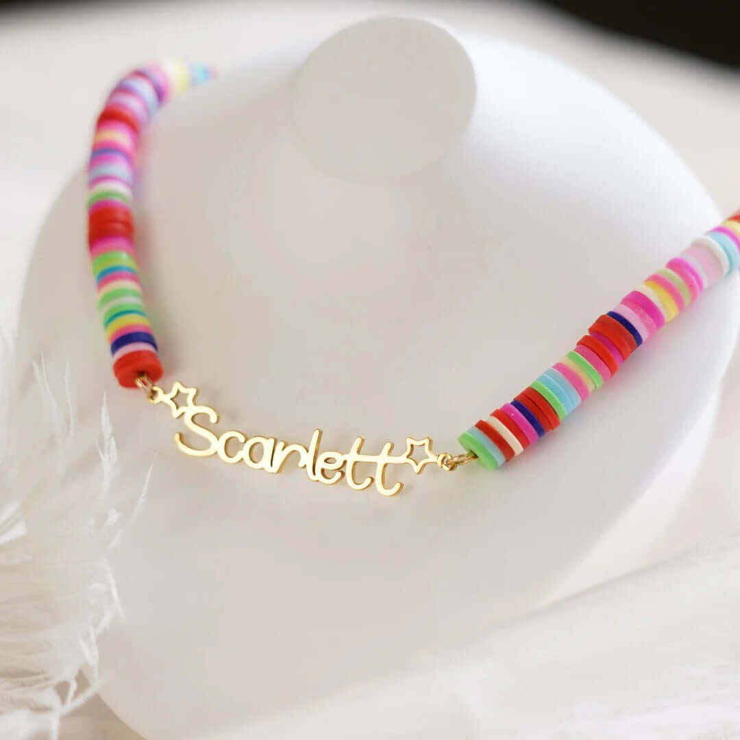 Customized Name Colored Fimo Necklace