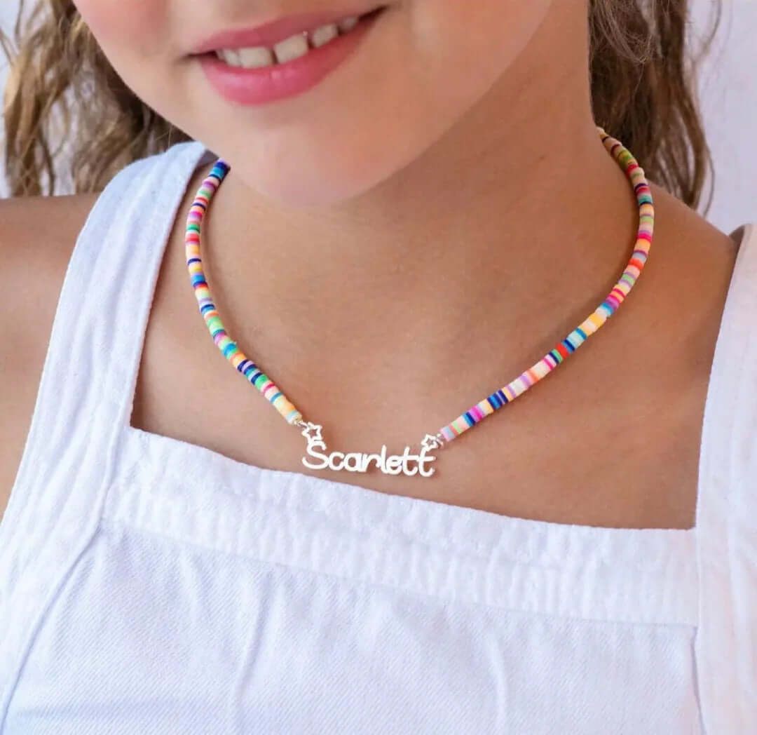 Customized Name Colored Fimo Necklace