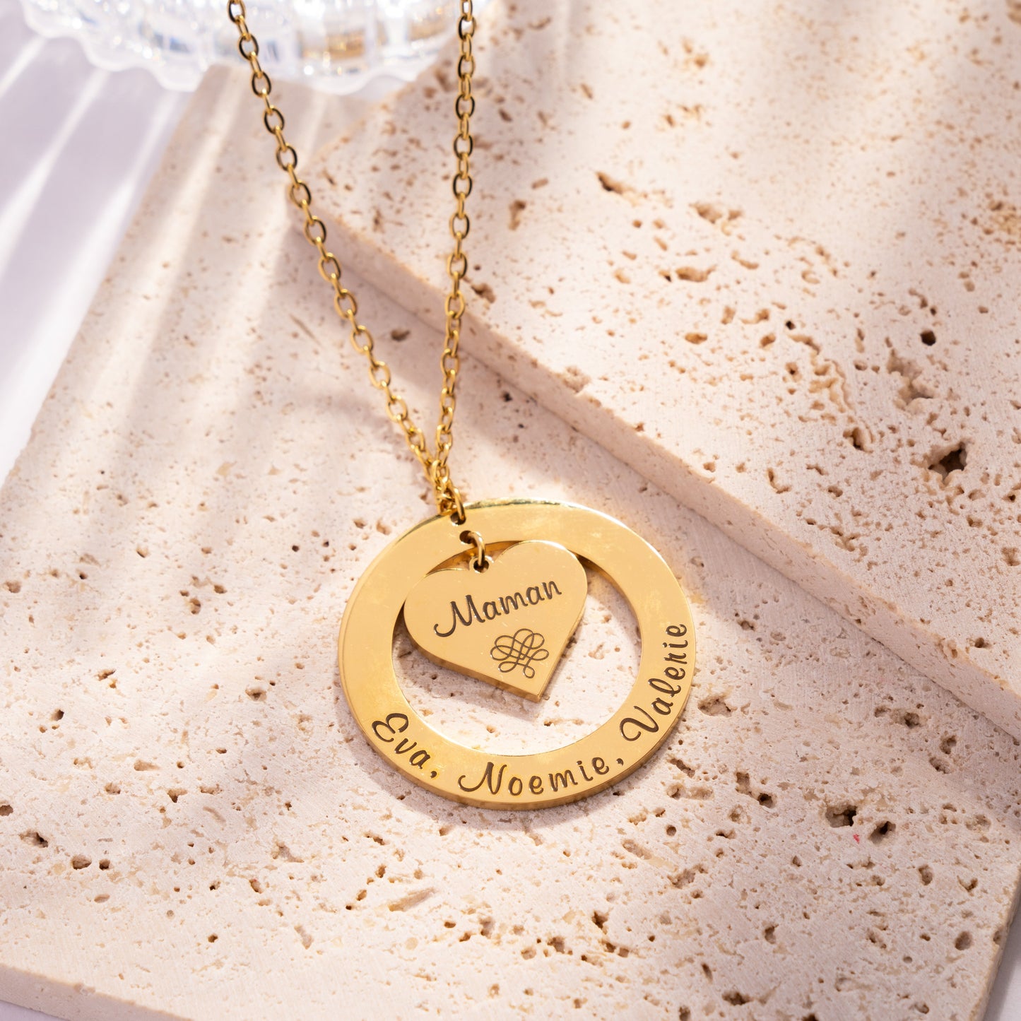 Heart and Circle Name Pendant