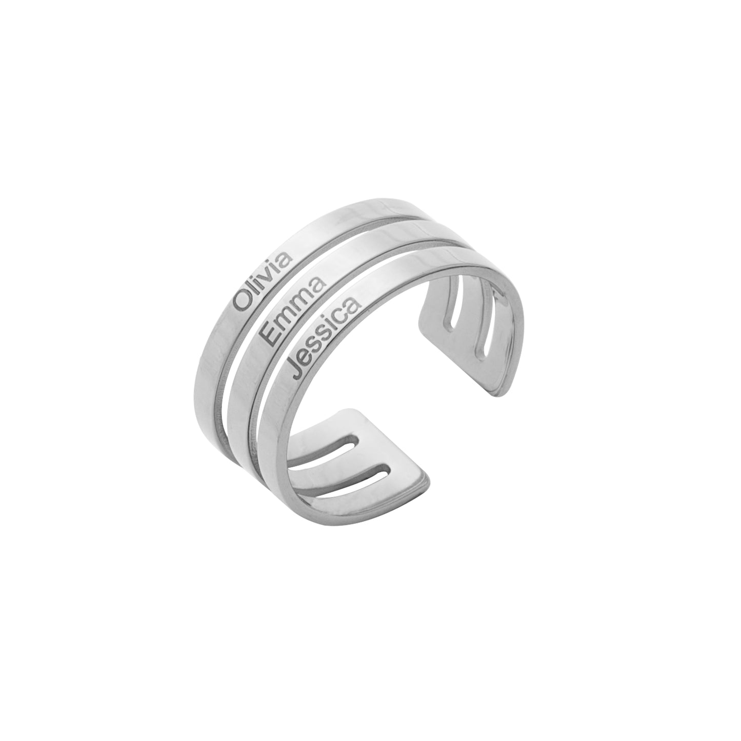 Triple Names Custom Ring