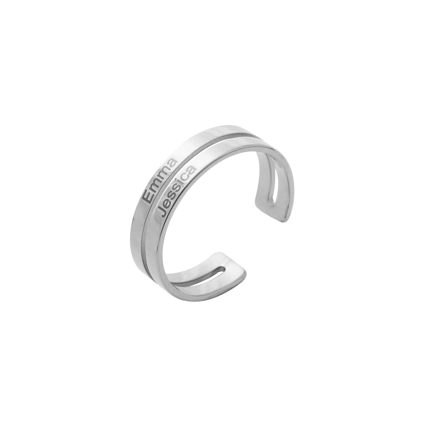 Adjustable Double Names Ring