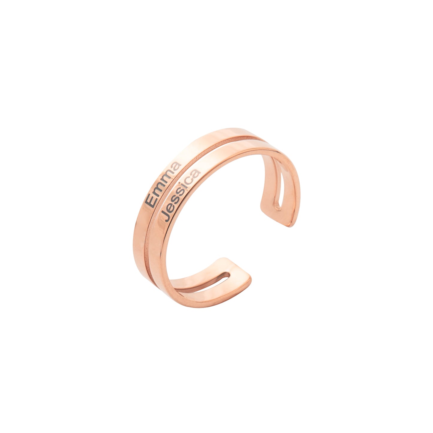 Adjustable Double Names Ring