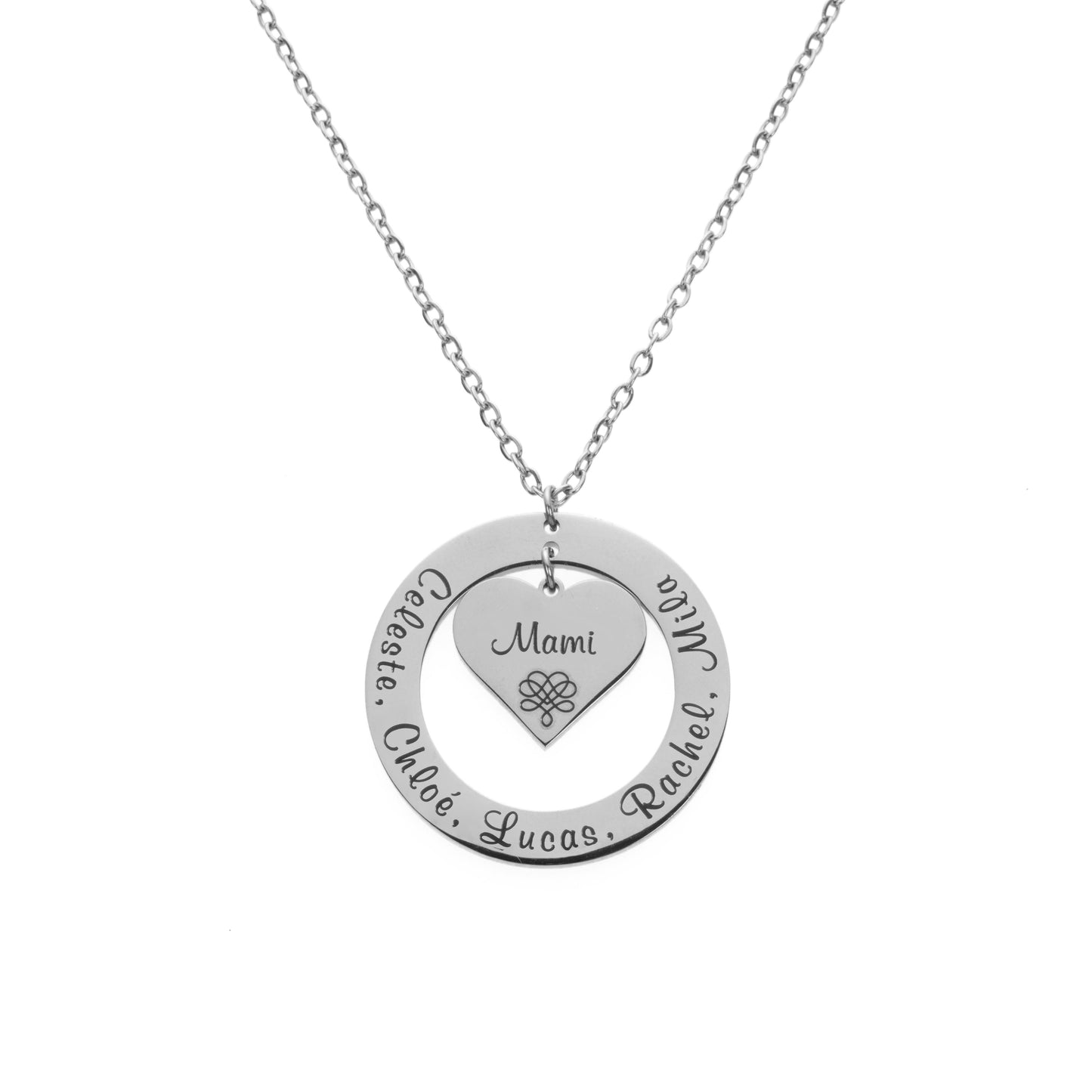 Heart and Circle Name Pendant