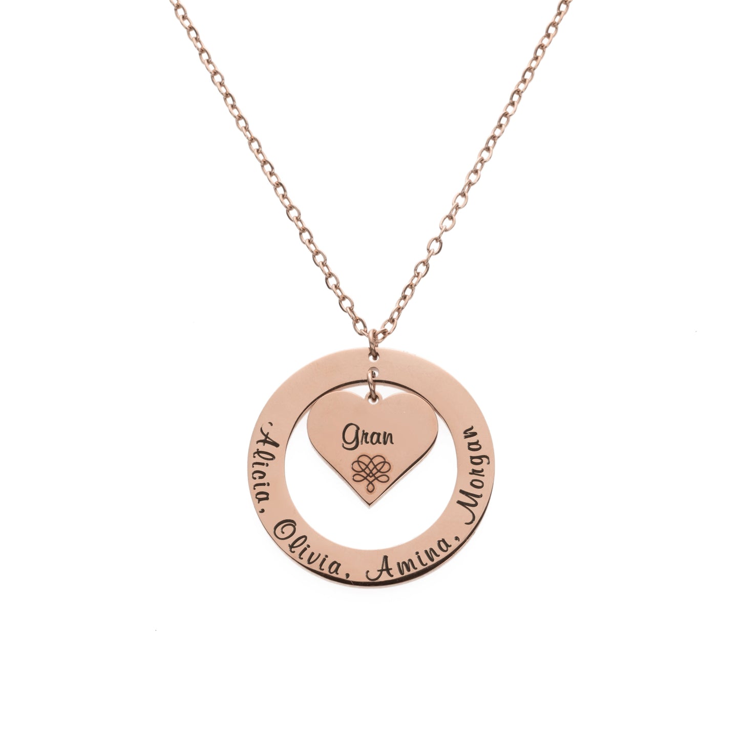 Heart and Circle Name Pendant
