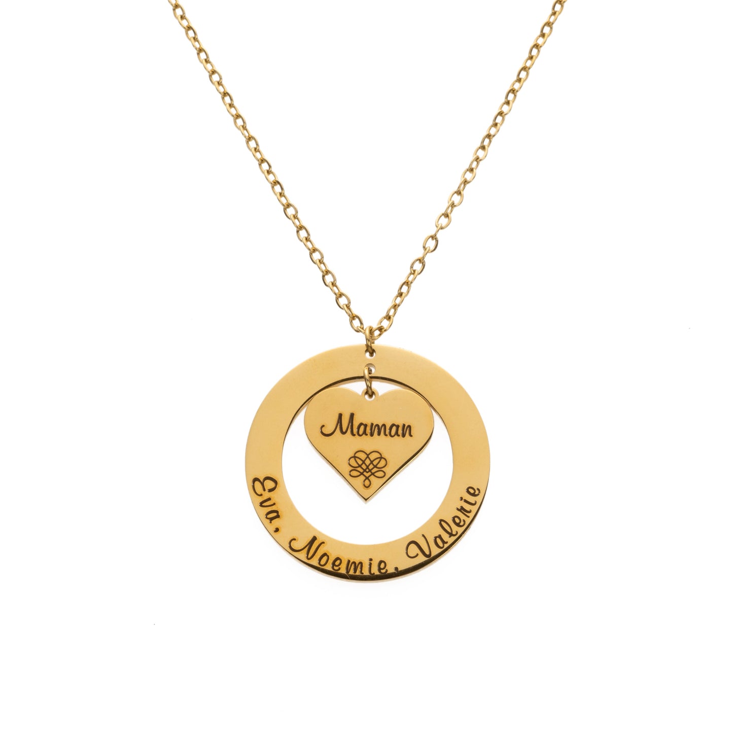 Heart and Circle Name Pendant
