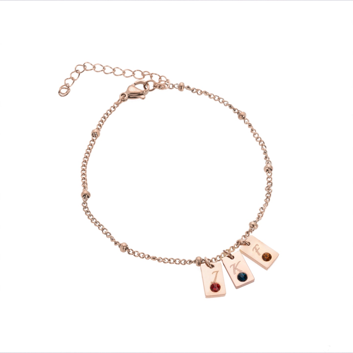Initials and Stones Pendant Bracelet