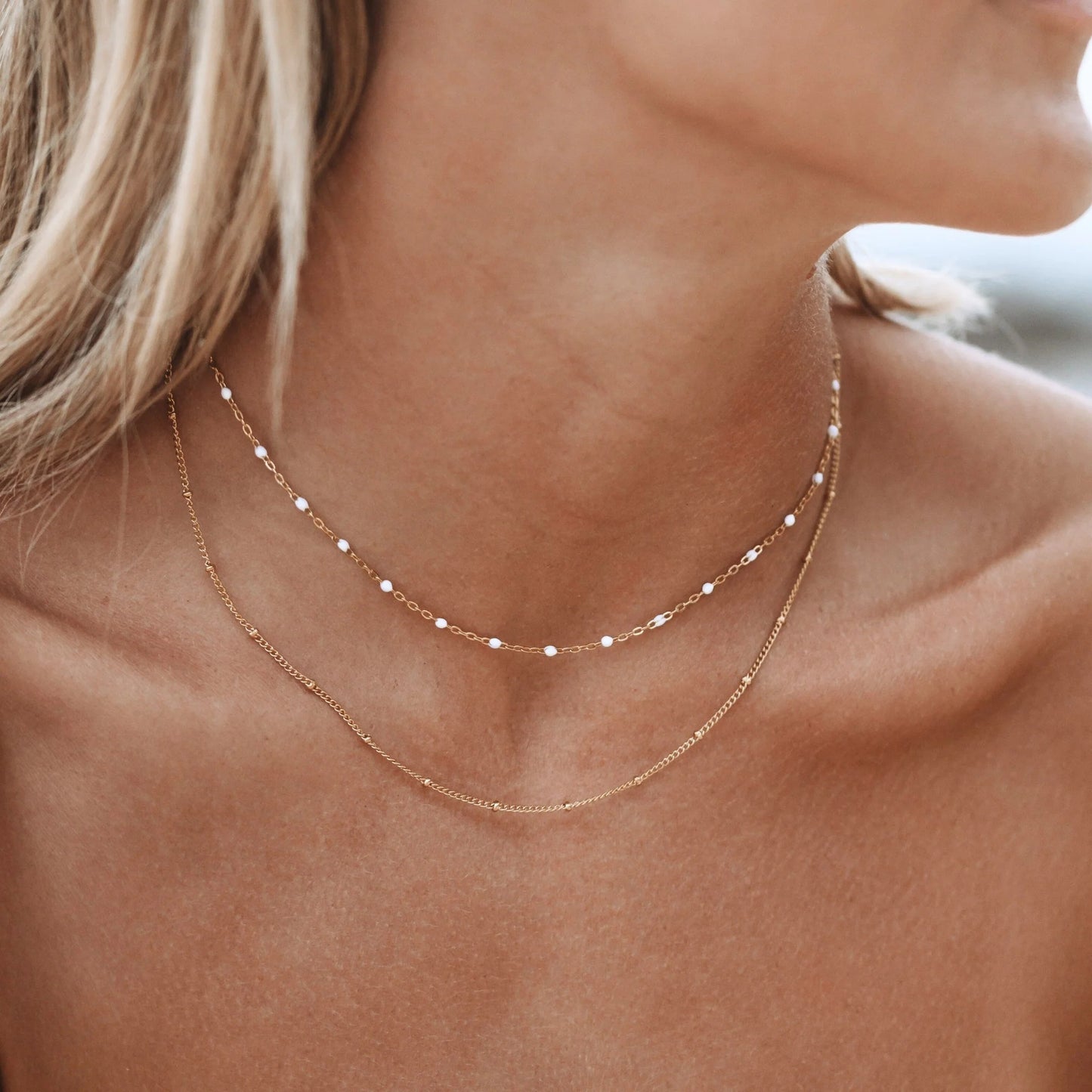 Double Beaded Layered Necklace