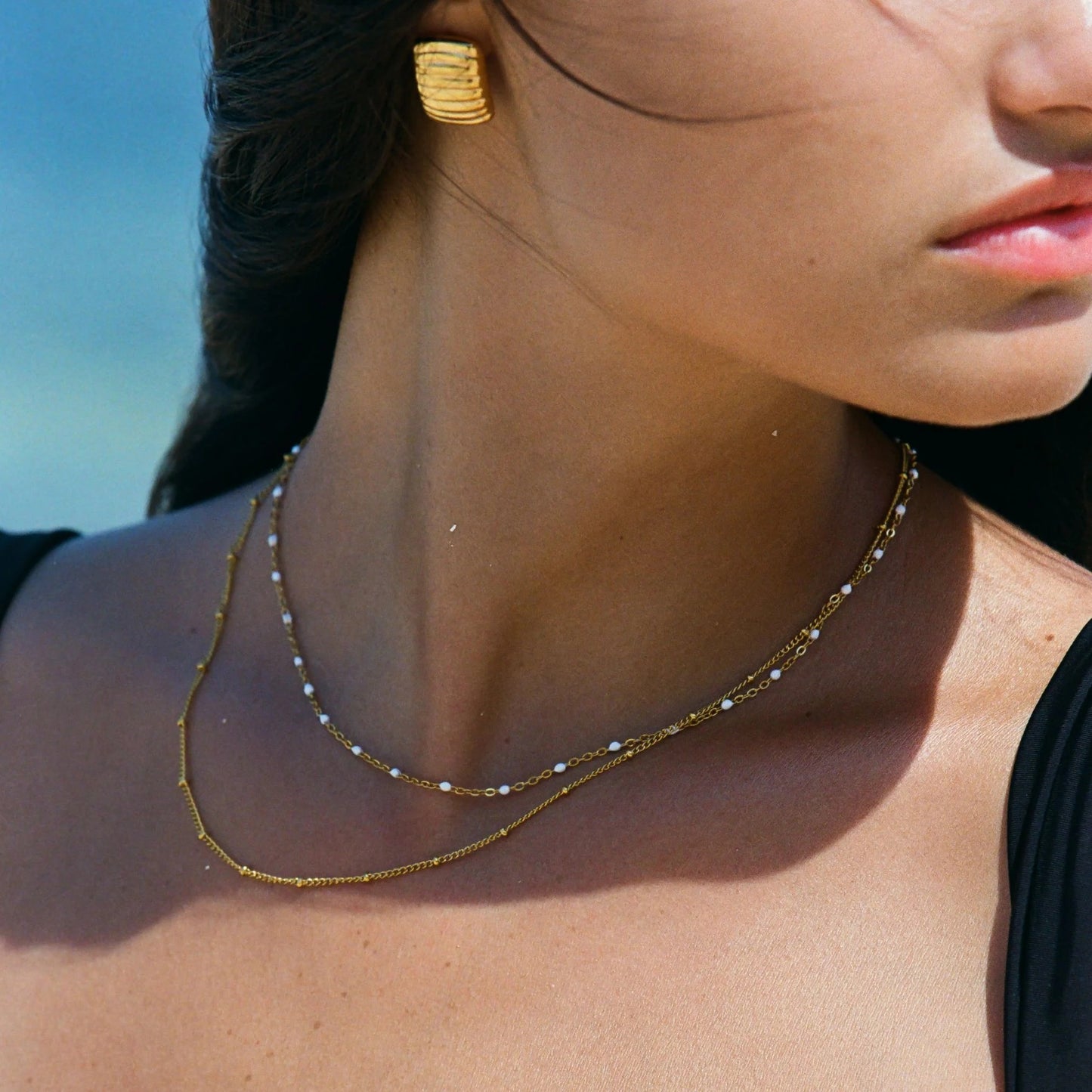Double Beaded Layered Necklace