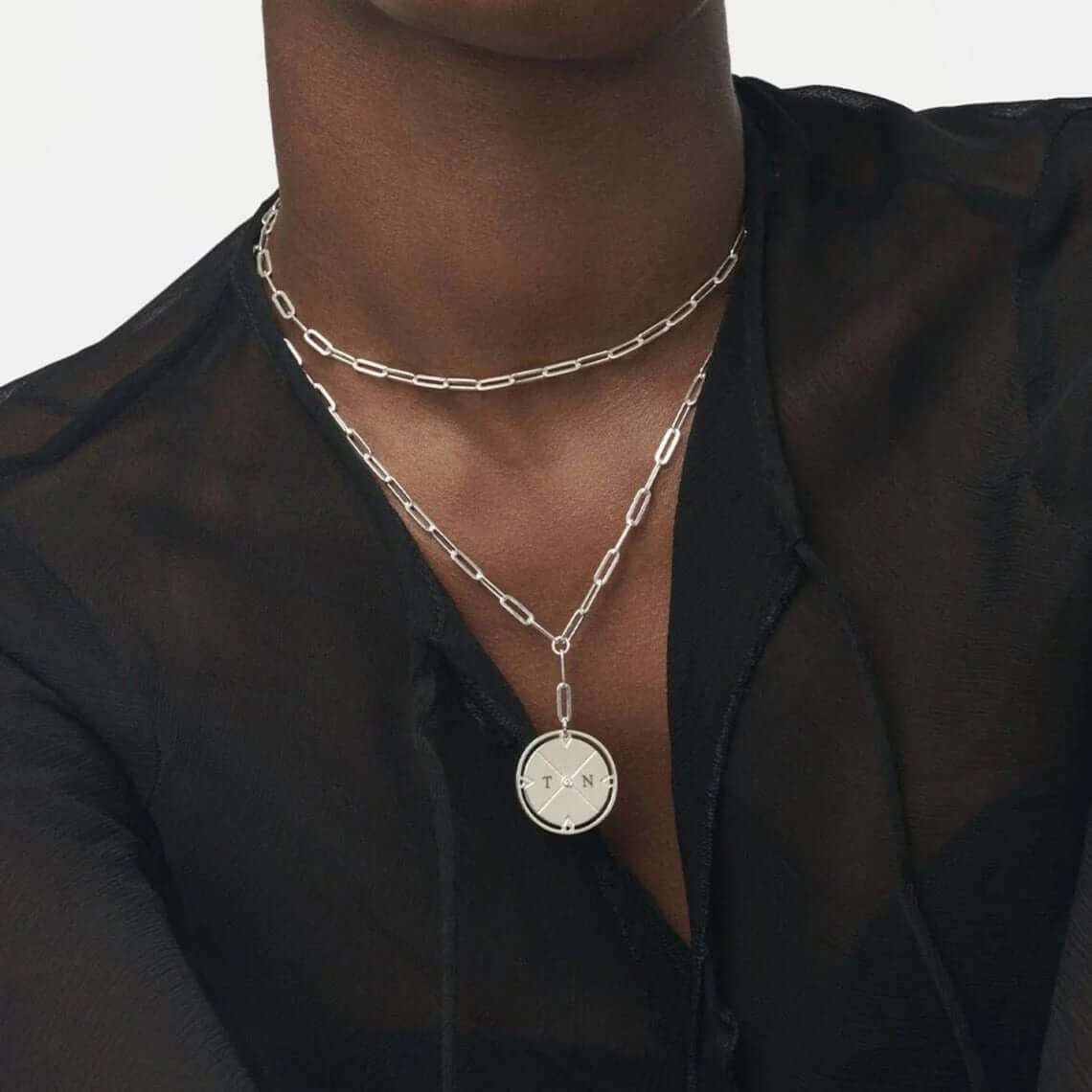 Engraved Compass Necklace With Birthstone