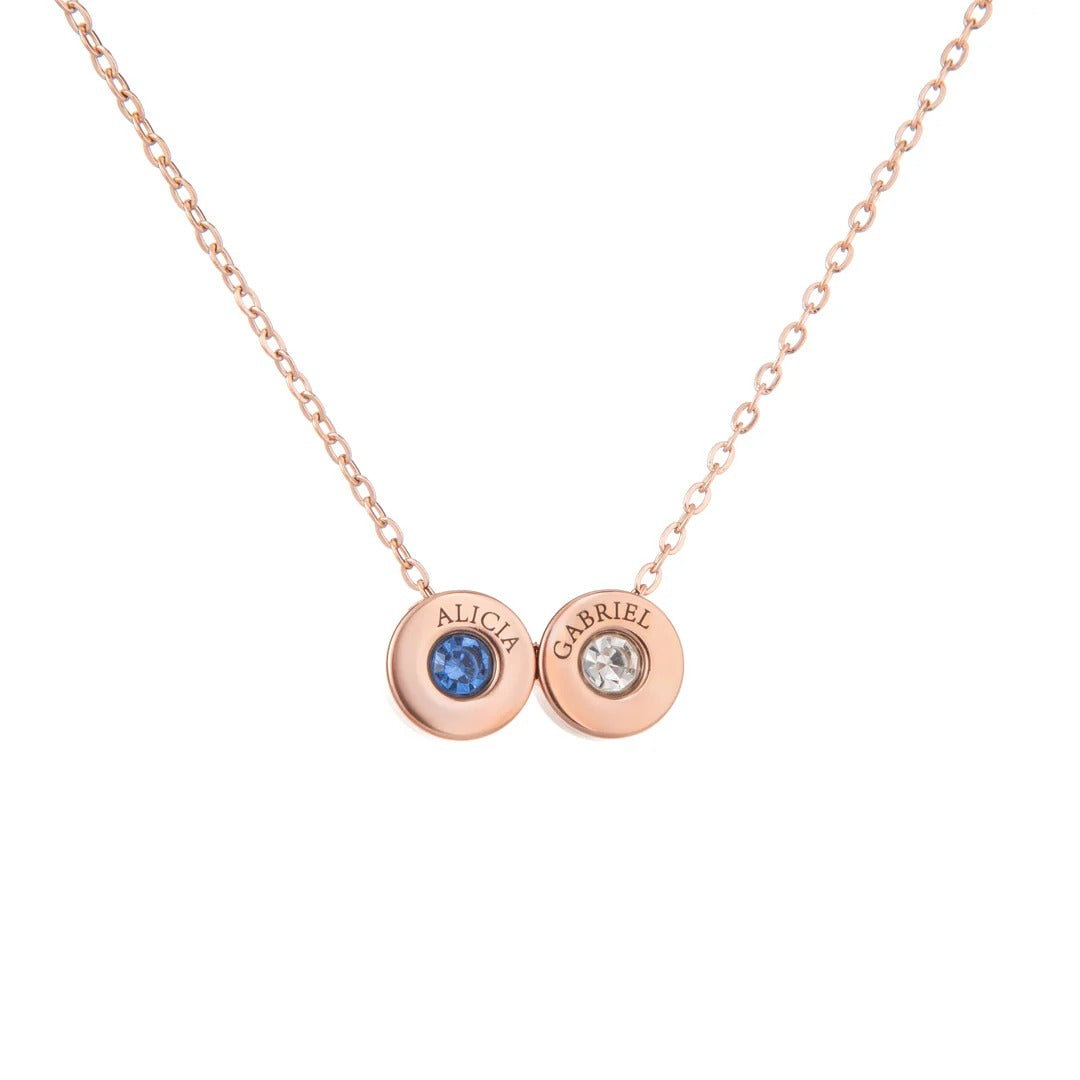 Engraved Bead Necklace with Names & Birthstones