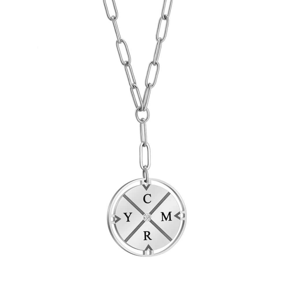 Engraved Compass Necklace With Birthstone