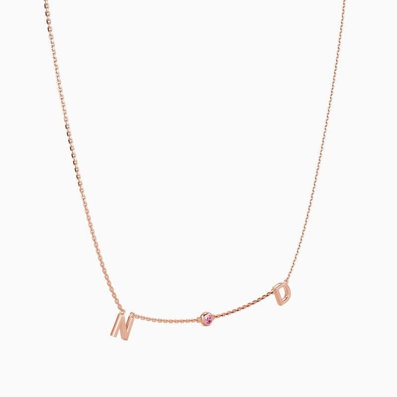 Double Initial Birthstone Necklace