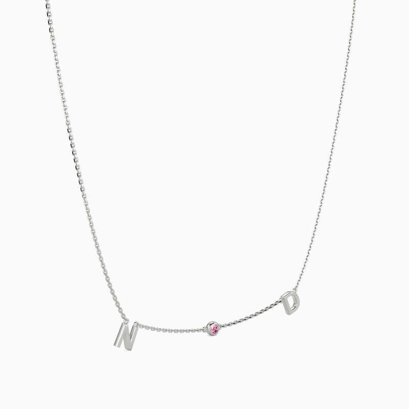 Double Initial Birthstone Necklace