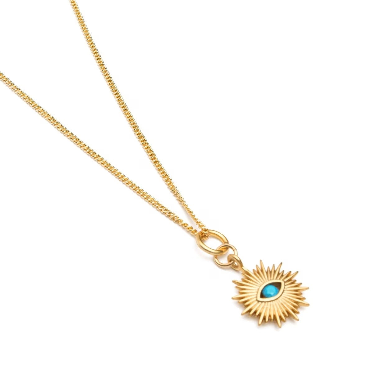 Evil Eye with Turquoise Stone Pendant Necklace