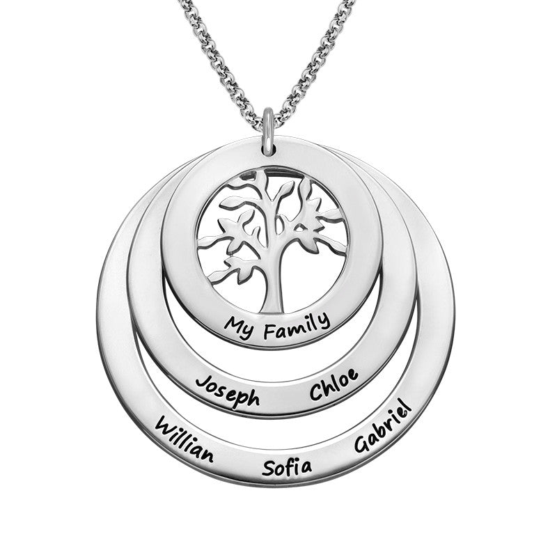 Personalized Family Tree Circle Pendant
