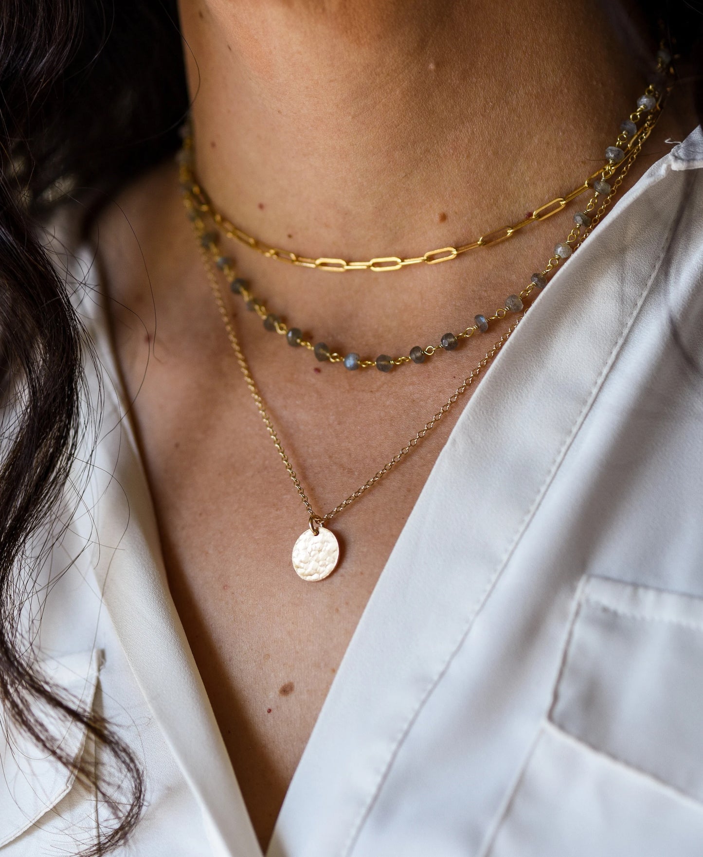 Hammered Disc Necklace