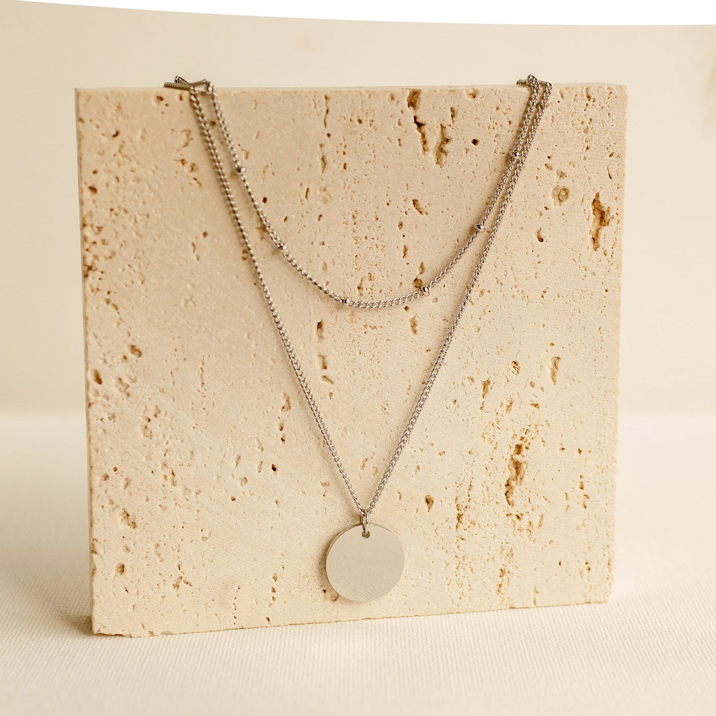 Herringbone Choker Chain With Pendant Layered Necklace