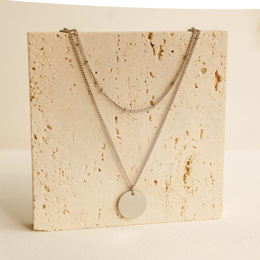 Herringbone Choker Chain With Pendant Layered Necklace