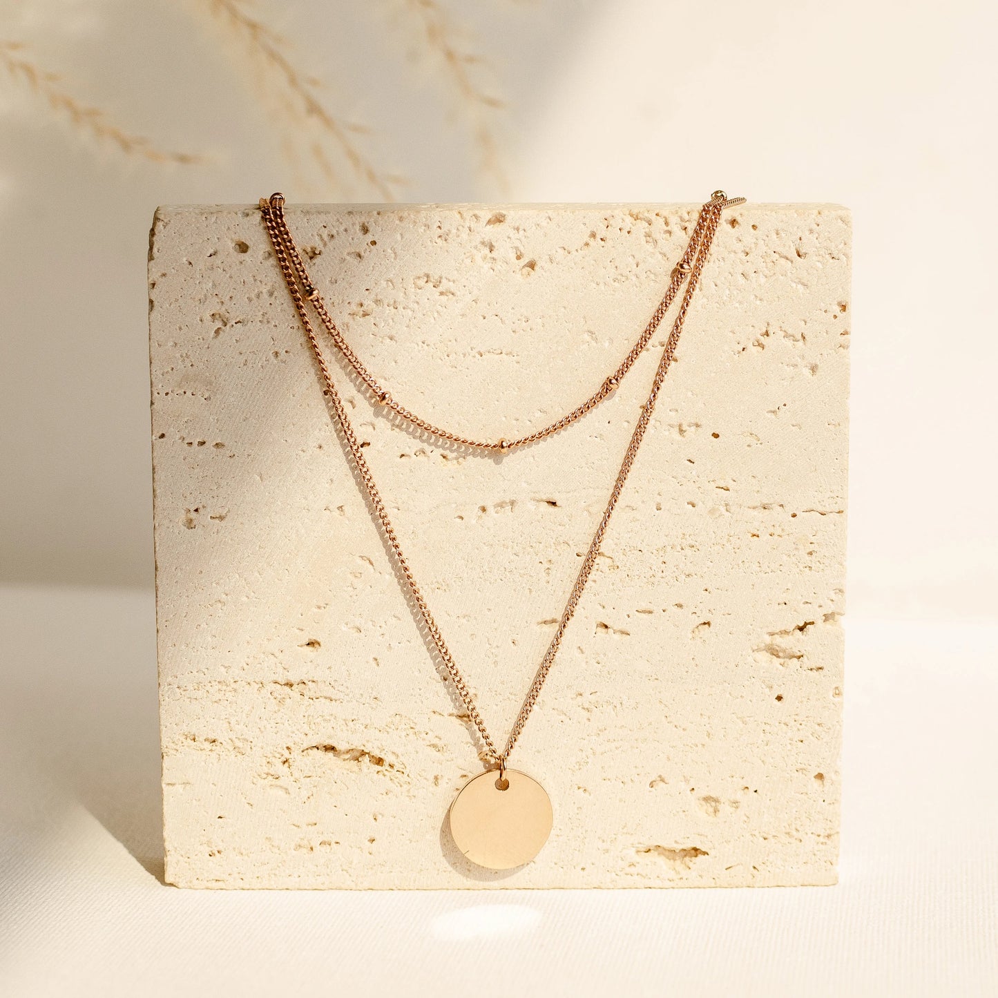 Herringbone Choker Chain With Pendant Layered Necklace