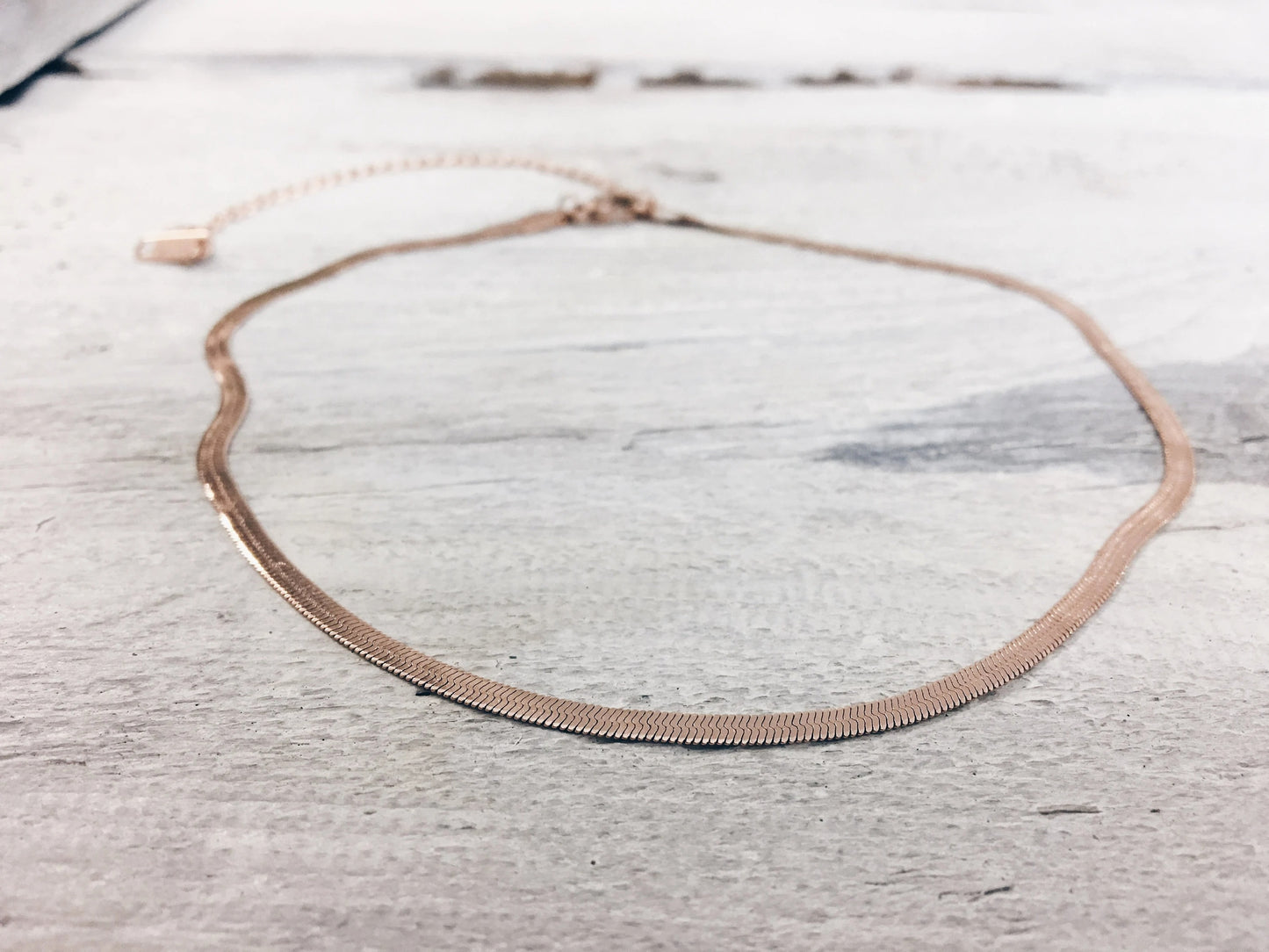 Herringbone Choker Chain With Pendant Layered Necklace