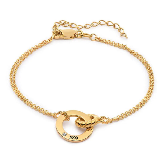 Grace Interlocking Engraved Name Bracelet with Birthstone