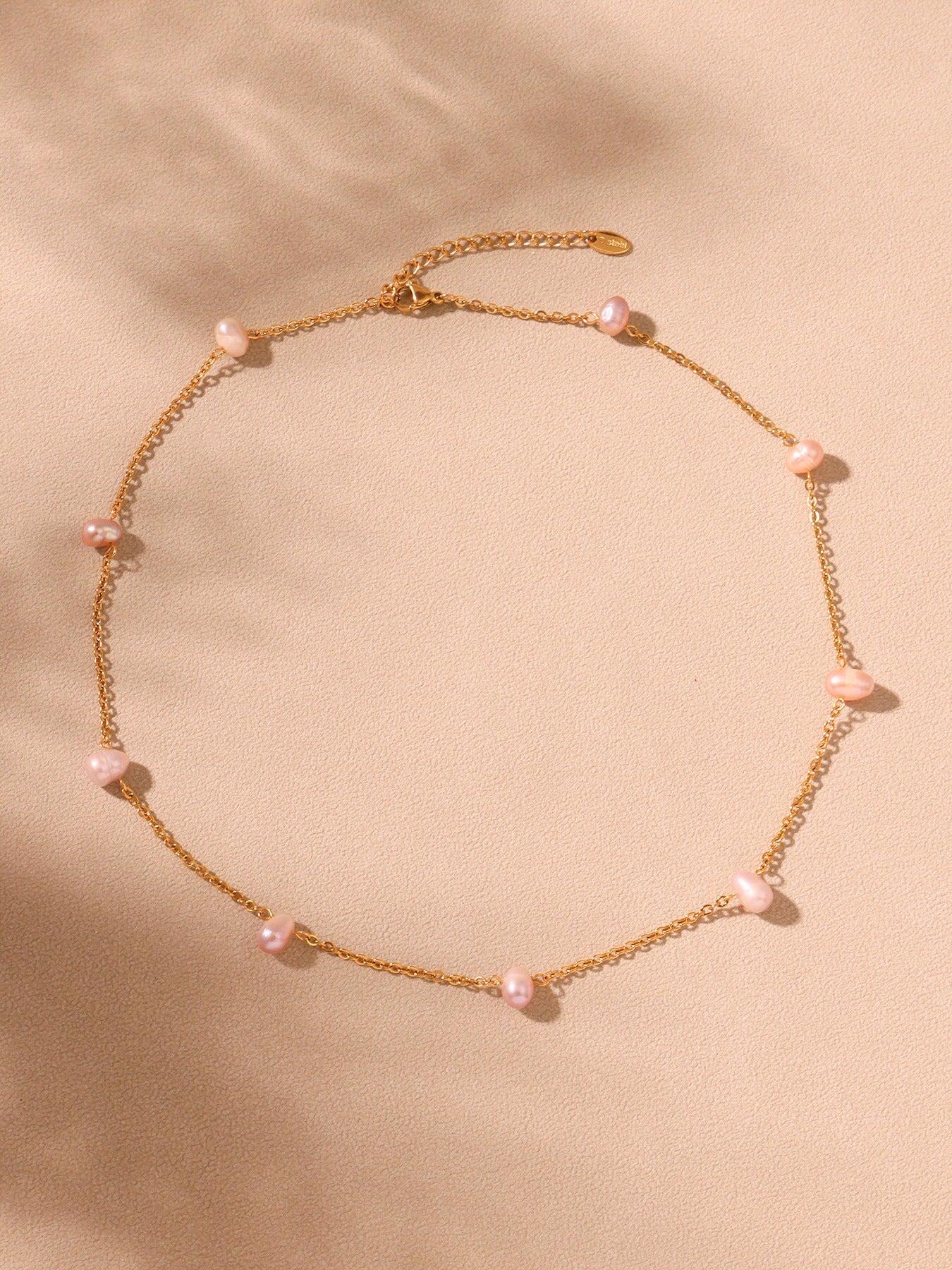 Pink Freshwater Pearl Collar Chain Necklace