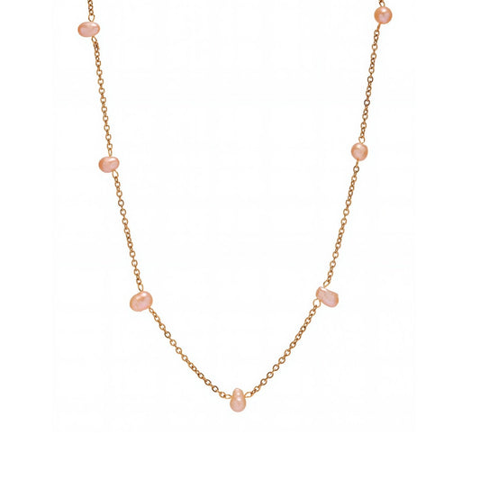 Pink Freshwater Pearl Collar Chain Necklace