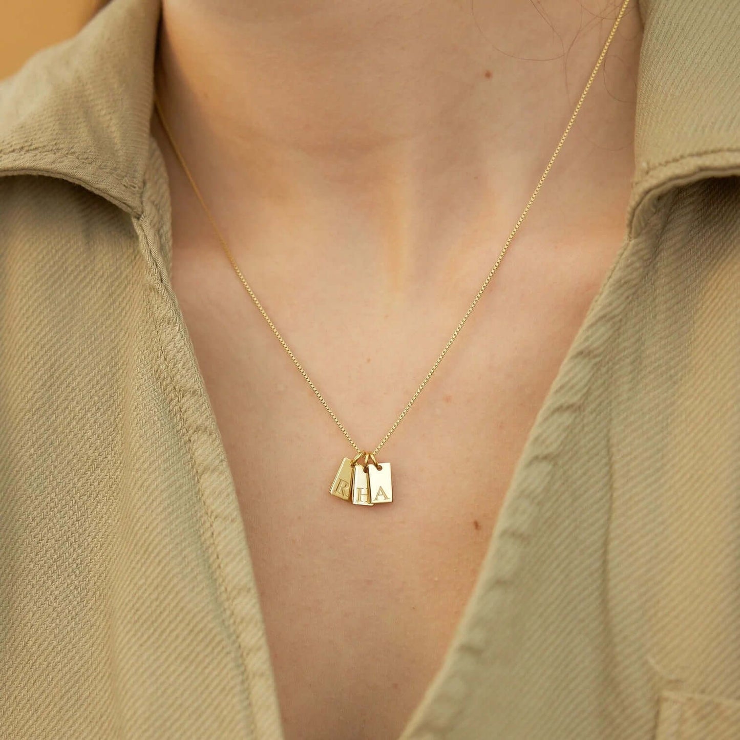 Rectangular Tag Initial Necklace
