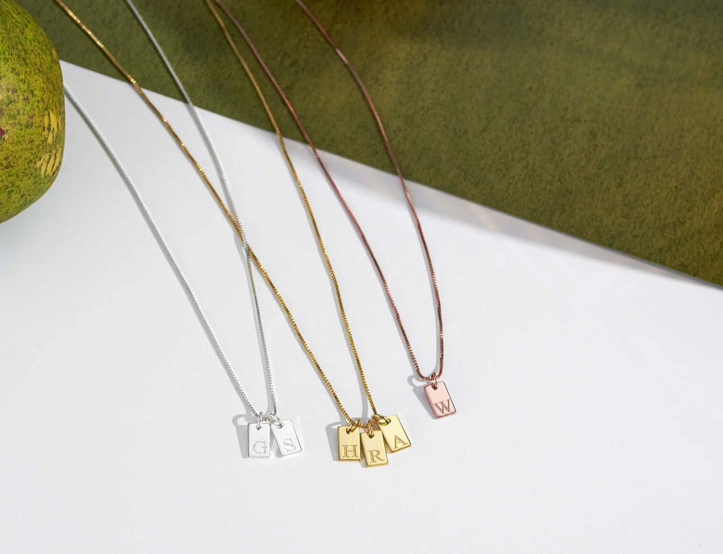 Rectangular Tag Initial Necklace