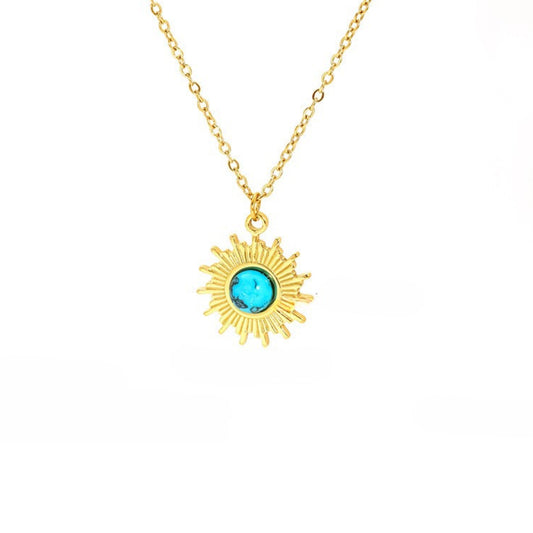 Celestial Star With Turquoise Stone Pendant Necklace