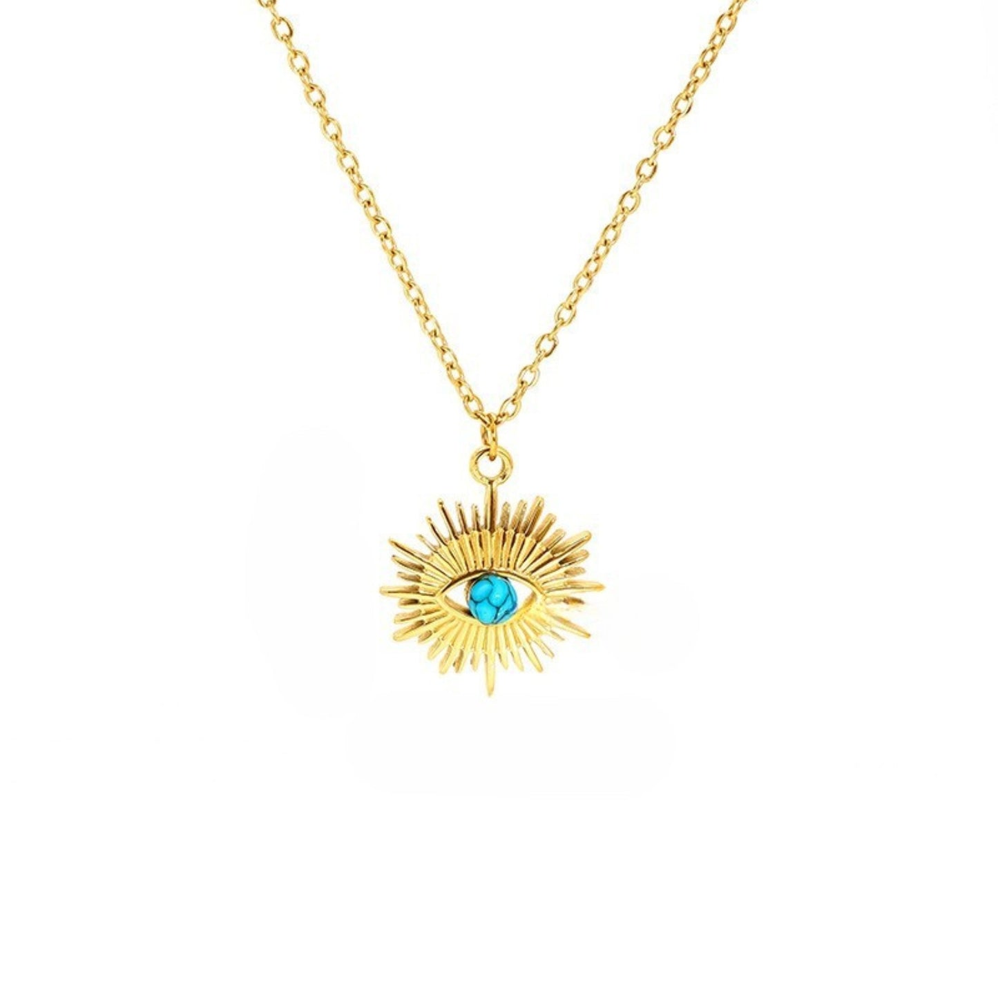 Evil Eye with Turquoise Stone Pendant Necklace