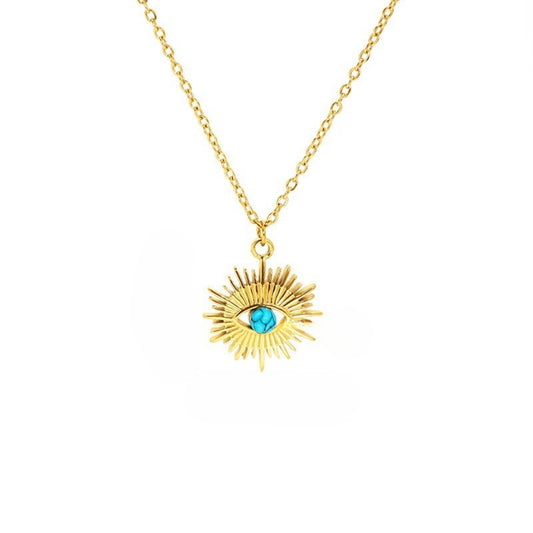 Evil Eye with Turquoise Stone Pendant Necklace