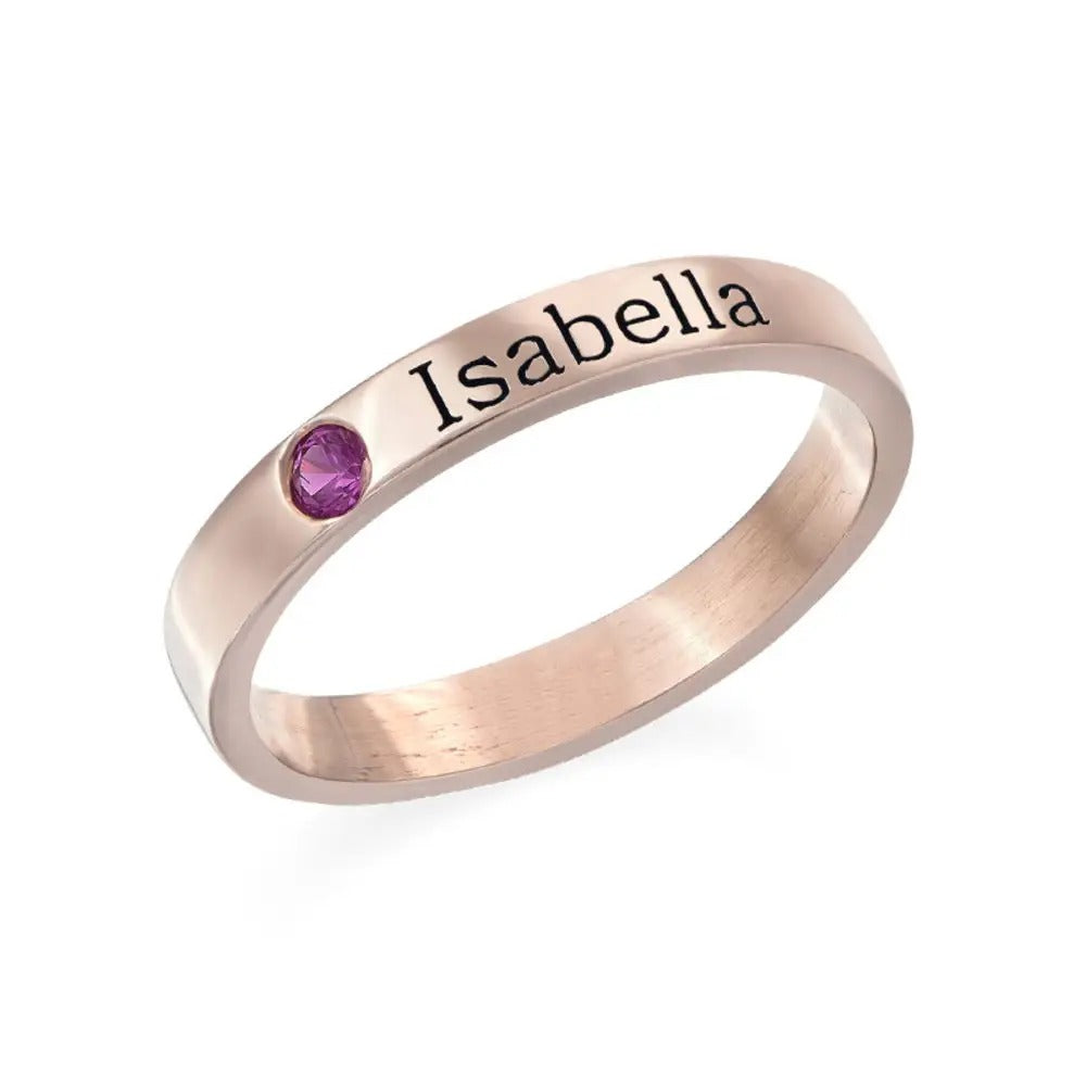 Stackable Birthstone Name Ring