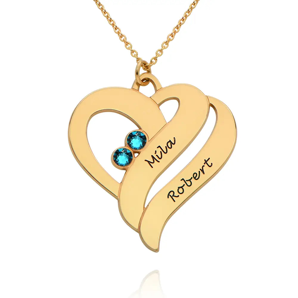 Two Hearts Necklace with Birthstone