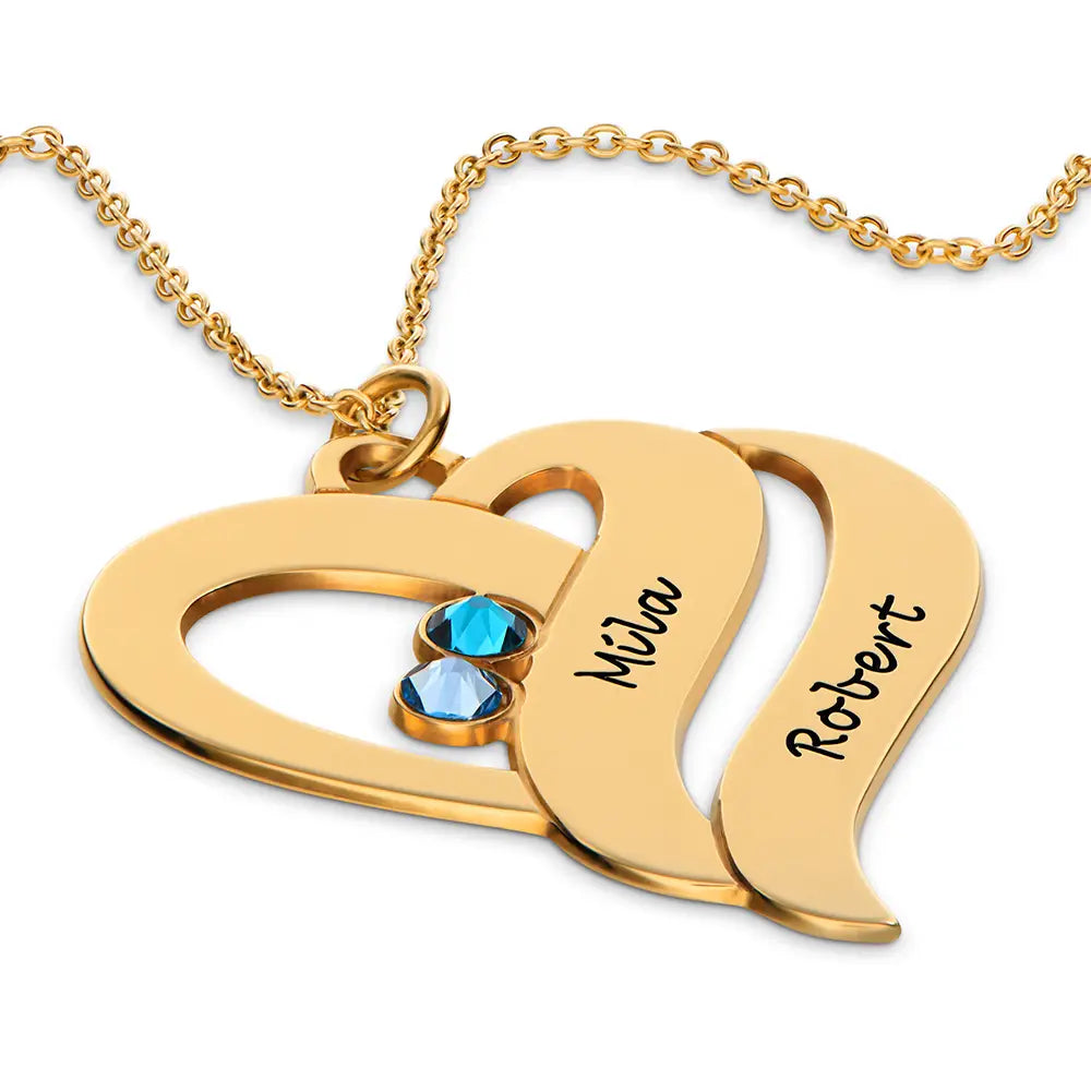 Two Hearts Necklace with Birthstone
