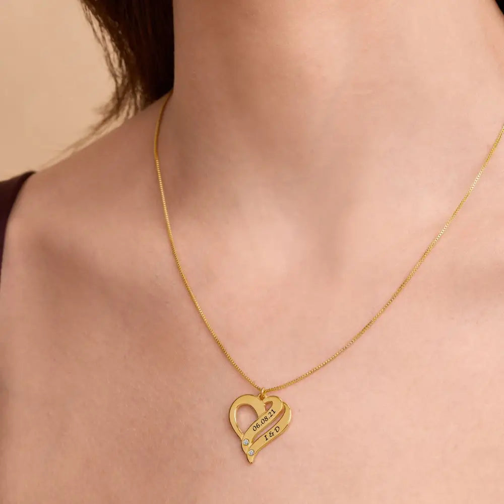 Two Hearts Necklace with Birthstone
