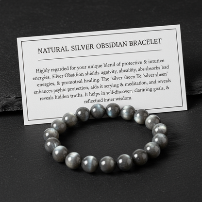 Natural Silver Obsidian Bracelet