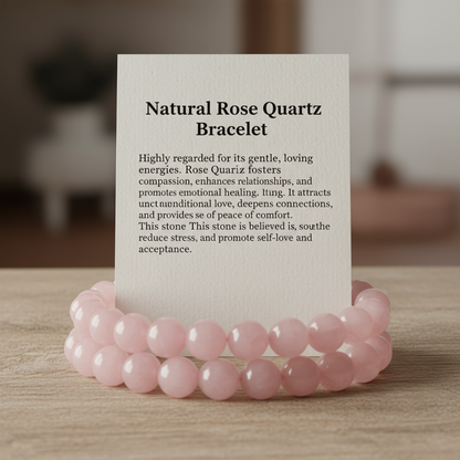 Natural Rose Quartz Bead Bracelet