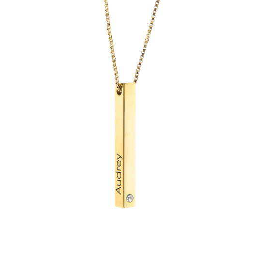 Pillar Bar Pendant with Stone