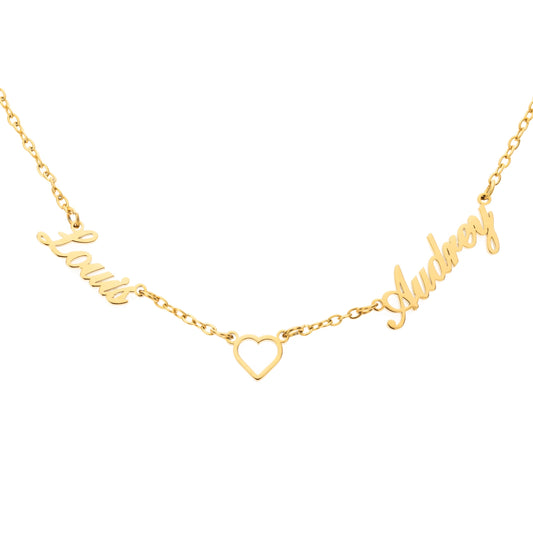Heart & 2 Custom Names Necklace