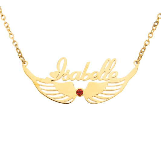 Angel Wings Personalized Name Birthstone