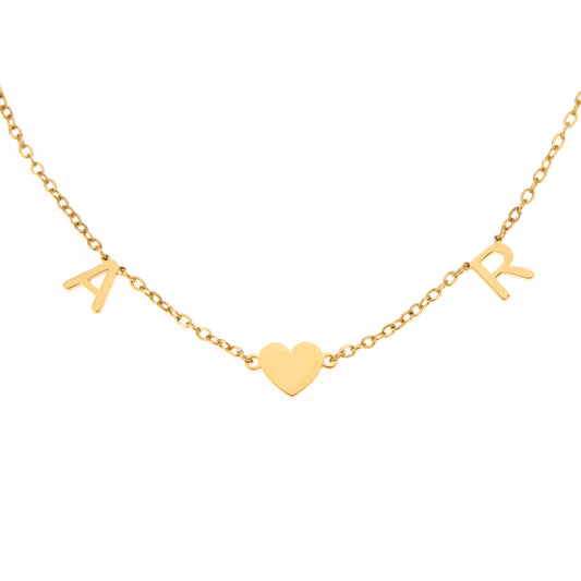 Double Initials Heart Necklace